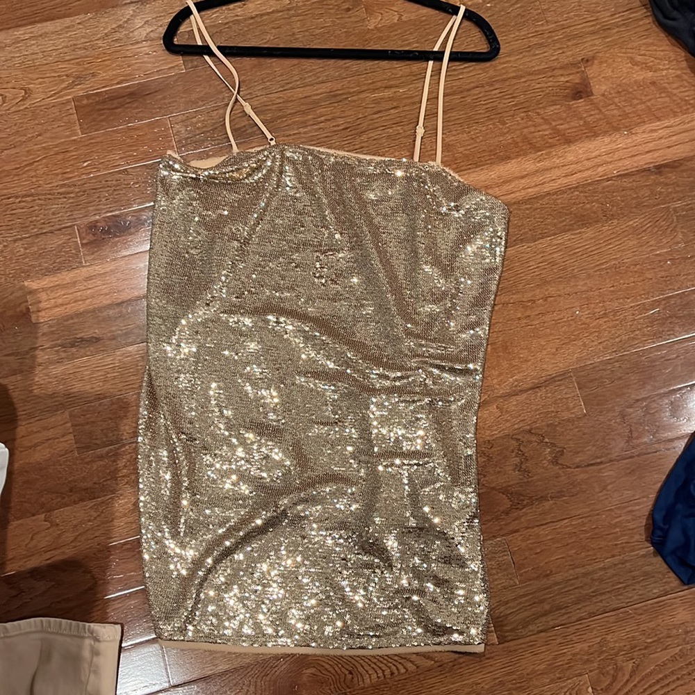 Gold, sequined, sexy dress
